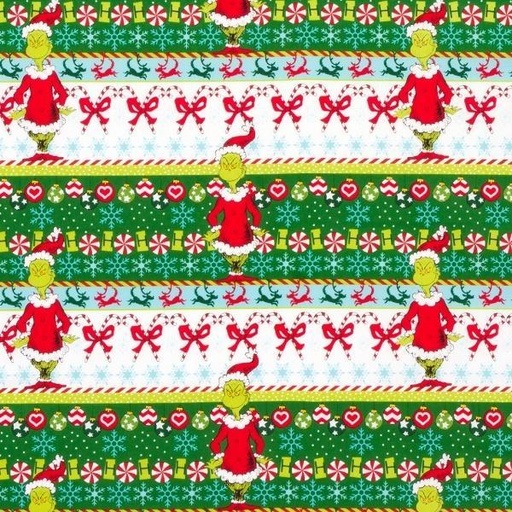 [KAF-73330-1] How The Grinch Stole Christmas Border Stripe By Dr. Seuss Enterprises From Robert Kaufman Fabrics