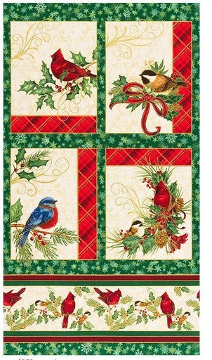 [KAF-19327-223] Winter'S Grandeur Bird Panel From Robert Kaufman