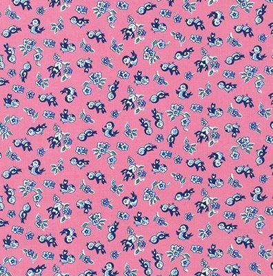 [KAF-19419-97Rose] Naptime 4 Birds On Rose Background From Robert Kaufman Fabrics