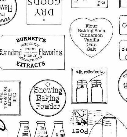 [RB-9673-White] Snow Sweet Vintage Ads White From Riley Blake