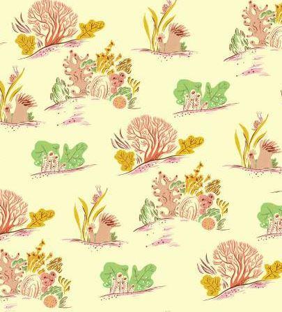 [WF-52147-21] Malibu Tiny Coral Minty Green From Heather Ross From Windham Fabrics