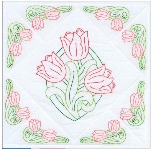 [JD-732-661] Quilt Blocks Tulips From Jack Dempsey Needle Art