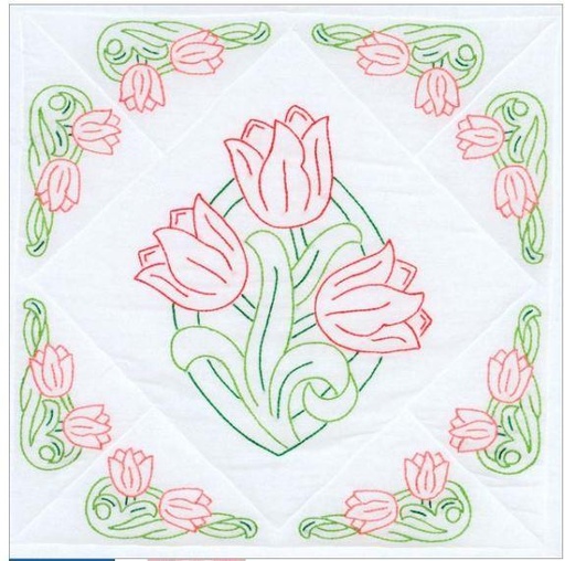 [JD-732-661] Quilt Blocks Tulips From Jack Dempsey Needle Art