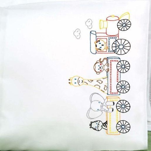 [JD-1605-442] Jungle Train  Pillowcase From Jack Dempsey Needle Art