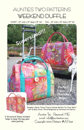 [AT-645] Weekend Duffle with Stays Bag Pattern from Aunties Two
