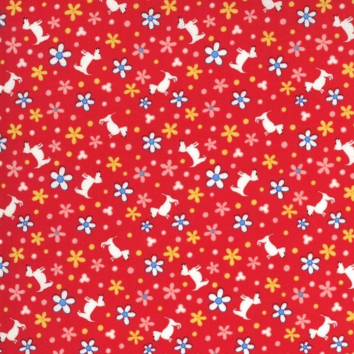 [MOD-33591-18] 30S Playtime Floral Scottie Scarlet By Chole'S Closet From Moda Fabrics