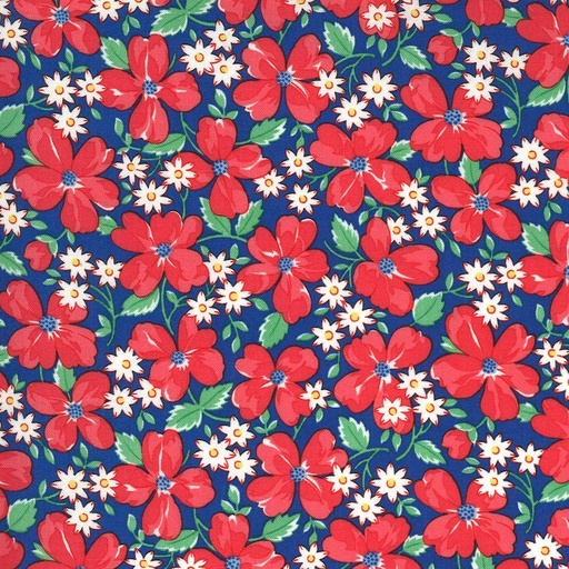 [MOD-33590-17] 30'S Playtime Large Floral Bluebill By Chole'S Closet From Moda Fabrics