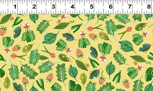 [COW-3254-9] Dale Farm Veggies Yellow  By Rebecca Jones From Clothworks