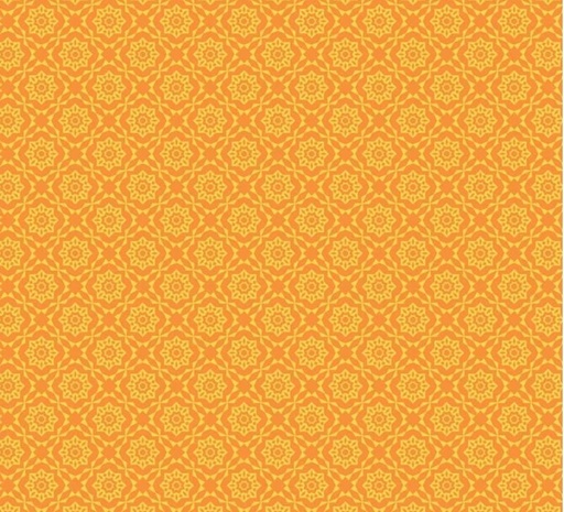 [PB-WHIM4409AU] Whimsy Orange Floral Motif On Yellow From P&B Textiles