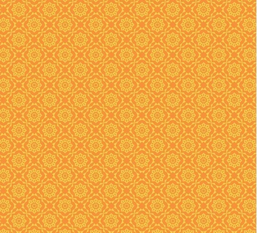 [PB-WHIM4409AU] Whimsy Orange Floral Motif On Yellow From P&B Textiles