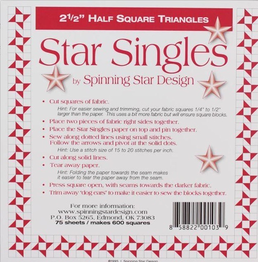 [SS-025] Star Single 2 1/2 Half Square Triangles By Spinning Star Design