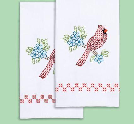 [JD-320-712] Decorative Hand Towels Cardinal from Jack Dempsey Needle Art