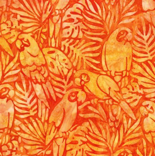 [KAF-20314-8] Welcome To Paradise Parrots Orange  Batik From Robert Kaufman