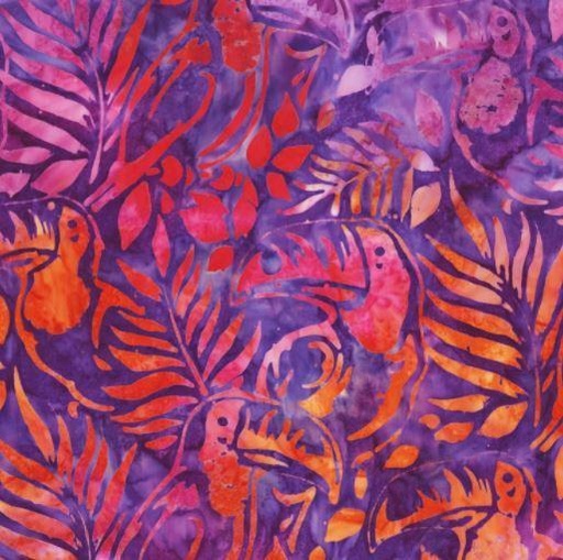 [KAF-20316-6Pur] Welcome To Paradise Toucans Purple  Batik From Robert Kaufman