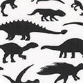 [KAF-20738-2] Alphabetosaurus Dino Silhouettes White From Robert Kaufman