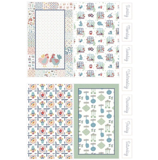 [RB-11773-P] Cook Book Home Decor Kitchen Towel Panel Chicken By Lori Holt For Riley Blake