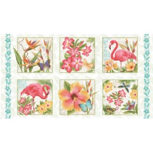 [HG-9869-18] Pink Paradise Large 6-Block Panel By Jane Shasky For Henry Glass