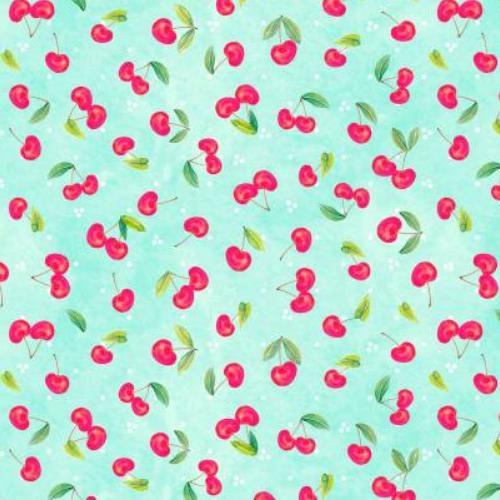 [WP-42465-437] Squeeze The Day Cherry Blue By Cynthia Coulter For Wilmington Prints