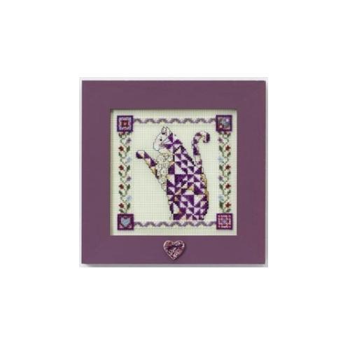 [WIC-JS14-8403] Quilted Cats Petunia Stitched And Beaded Kit