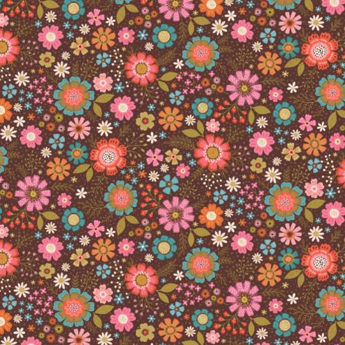 [MM-10183-BROW] Llama Love Folklore Flowers Brown By Janna Krupinksi From Michael Miller