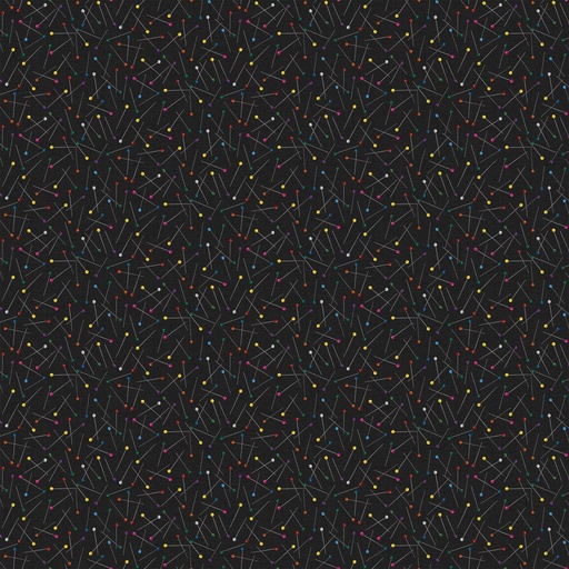 [NOR-24542-99] I'Ve Got A Notion Pins Black Multi By Shelley Davies For Northcott Fabrics