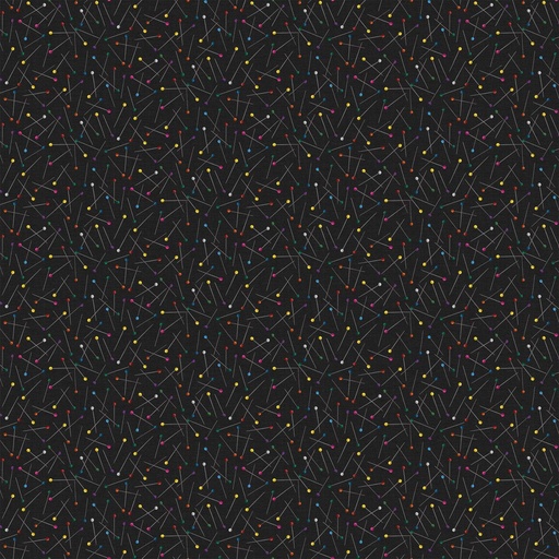 [NOR-24542-99] I'Ve Got A Notion Pins Black Multi By Shelley Davies For Northcott Fabrics
