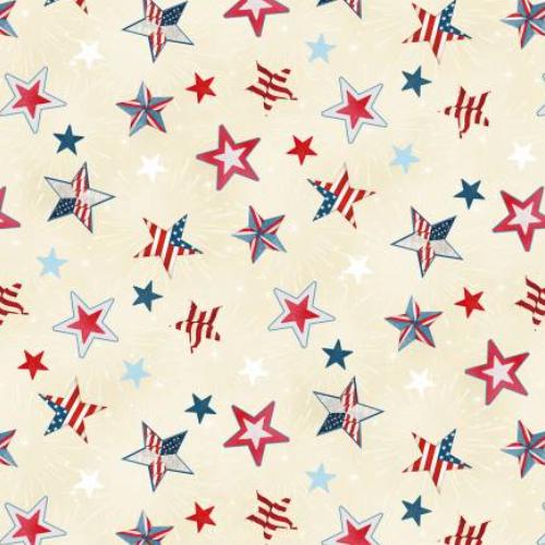 [WP-84468-103] Americana Stars Cream by Stephanie Marrot Collection from Wilmington Prints