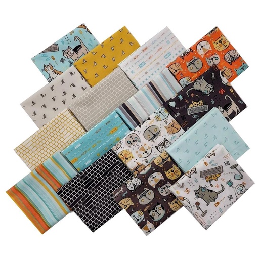 [PP-KeyboardCatsF4] Keyboard Cats Fat Quarter Bundle From Clothworks