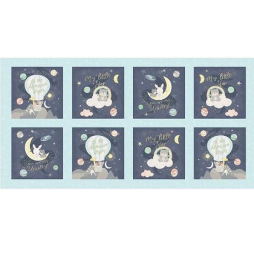 [PB-04597-PA] Star Bright Blue Boxes Panel Multi By Jennifer Ellory From P & B Textiles