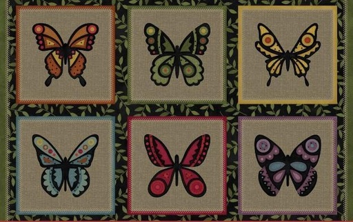 [MAY-9941-Z] Bonnie'S Butterflies Block Panel Multi By Bonnie Sullivan From Maywood