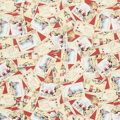 [MM-DCX9855-RED] World Traveler Ship Ahoy Red By Michael Miller Fabrics