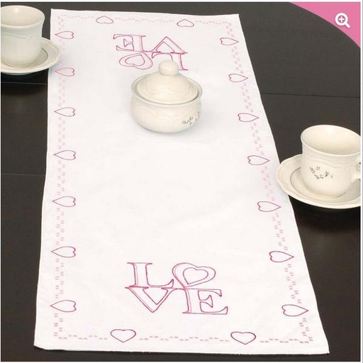 [JD-560-871] Love Table Runner Stamped For Cross Stitch & Embroidery From Jack Dempsey Needle Art