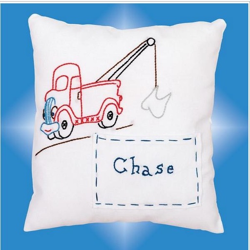 [JD-830-111] Tooth Fairy Tow Truck Pillow Stamped for Cross Stitch & Embroidery