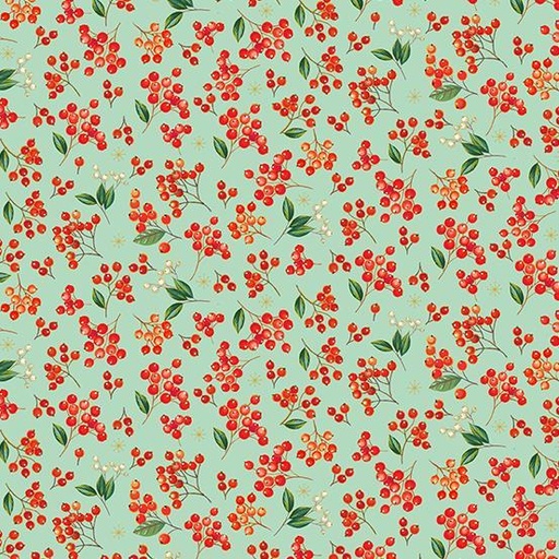 [AND-2491-T] Festive Foliage Berries Teal By Andover