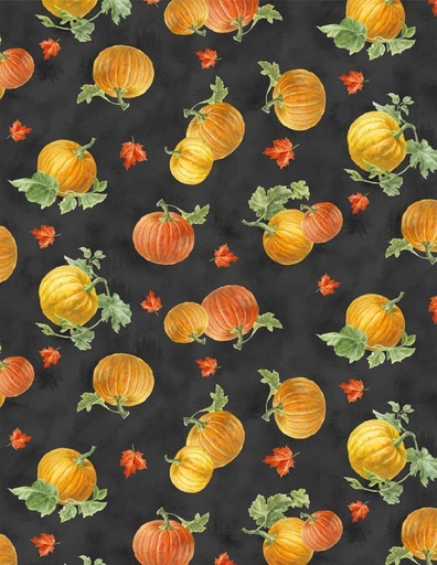 [WP-89266-985] Harvest Gold Pumpkin Toss Black  From Wilmington Prints