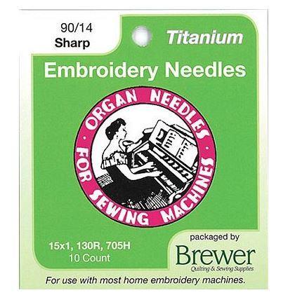 [QR-6686] Organ Titanium Embroidery Needles, 90/14 Sharp