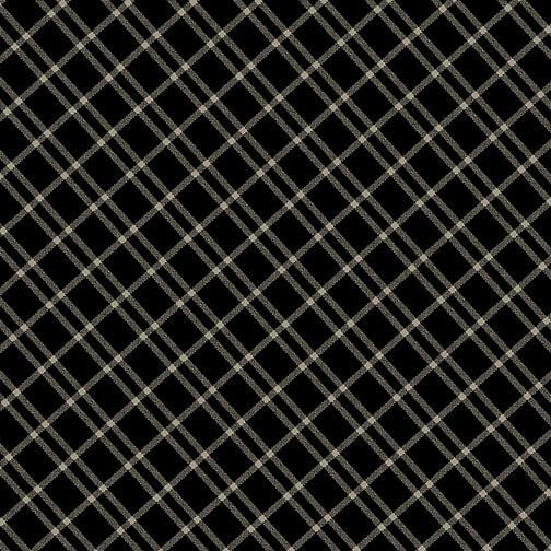 [HG-227-99] Bee Humble Windowpane Black Flannel By Vicki Mccarty Of Calico Patch Designs For Henry Glass