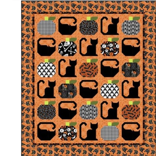 [FR-HALLOWCAT] Halloween Cat Quilt Kit By Rachel Hauer For Free Spirit