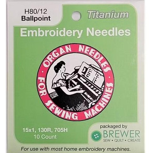 [QR-6688] Embroidery Needles Titanium Ballpoint 80/12 From Organ