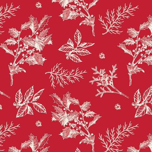 [RB-12132-RED] Old Fashioned Christmas Sprigs Red By My Mind'S Eye For Riley Blake Designs