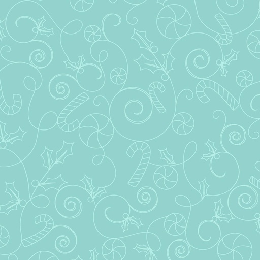 [MAY-10209-Q] Cup Of Cheer Candy Scroll Aqua By Kimberbell For Maywood Studio