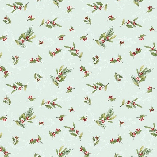 [WP-39739-737] Medley In Red Holly Mint From Wilmington Prints