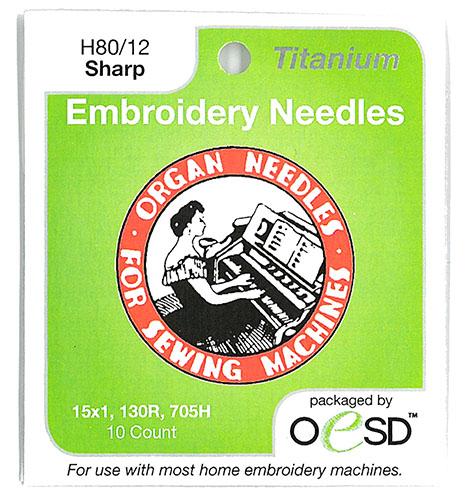 [QR-6685] Organ Titanium Emboidery Needles, Shpar 80/12