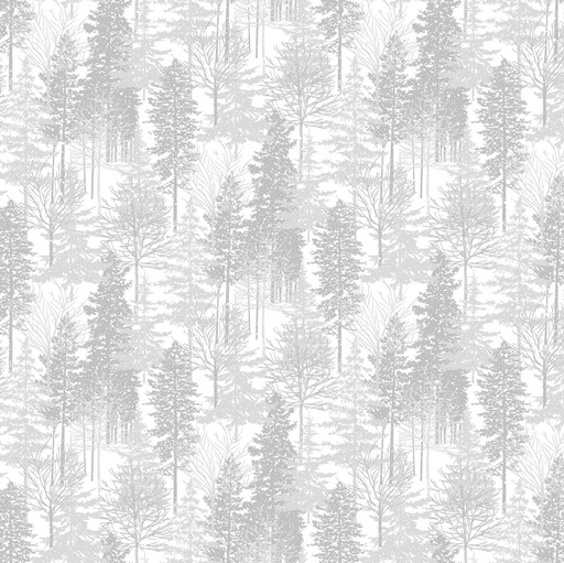 [NOR-24213-90] Enchanted Trees Gray + Glitter By Sandra Will For Northcott