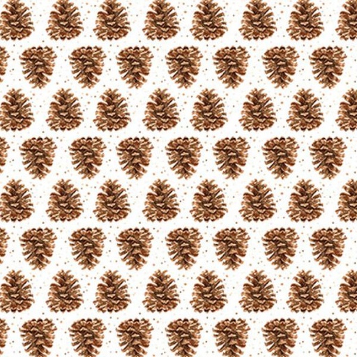 [HG-453-3] Little Ones Pinecones White/Brown By Dawn Rosengren For Henry Glass