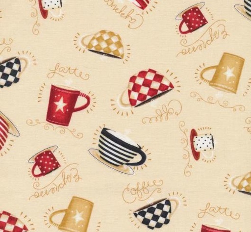 [WP-56072-223] Coffee Always Coffee Cup Cream By Lola Ellswood From Wilmington Prints