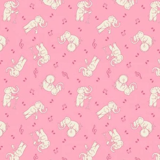 [HG-364-22] Nana Mae 6 Musical Elephants Pink From Henry Glass