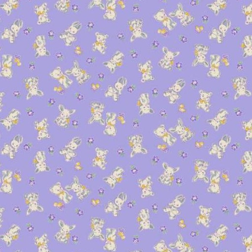 [HG-367-55] Nana Mae 6 Bunnies & Bears Lavender From Henry Glass