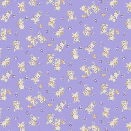 [HG-367-55] Nana Mae 6 Bunnies & Bears Lavender From Henry Glass