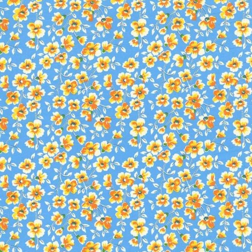 [KAUF-21034-4] Sunnyside Farm Floral Blue By Debbie Beaves From Flowerhouse For Robert Kaufman Fabrics